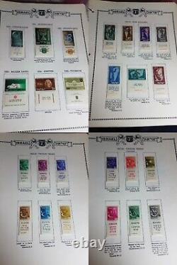 Vintage Israeli Stamp Collection Mint Tab Singles 1949-1973 on Minkus Pages