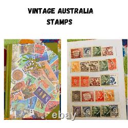 Vintage Lot Of Australia Stamp 80pcs Collection Album 50s Stamps Enthusiasts