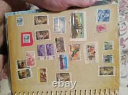 Vintage Stamp Collection Album Lot Misc Various Us Foreign Wars Paintings