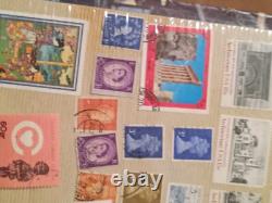 Vintage Stamp Collection Album Lot Misc Various Us Foreign Wars Paintings
