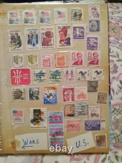 Vintage Stamp Collection Album Lot Misc Various Us Foreign Wars Paintings