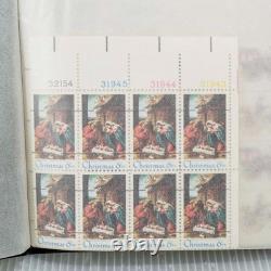 Vintage US Postage Stamp Block Collection Album Over 200 Stamps Plate Blocks