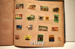 Vintage World Stamp Album 30 Pages 325 Stamps Thematic Collection Animals Art Fl