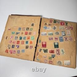 Vintage Worldwide Stamp Album Scrap Book Ephemera Collection WWII Era