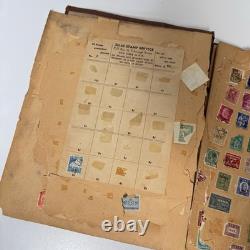 Vintage Worldwide Stamp Album Scrap Book Ephemera Collection WWII Era