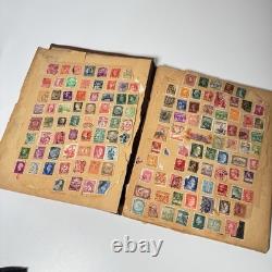 Vintage Worldwide Stamp Album Scrap Book Ephemera Collection WWII Era