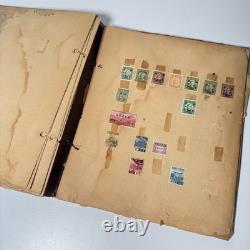 Vintage Worldwide Stamp Album Scrap Book Ephemera Collection WWII Era
