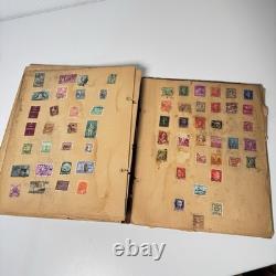Vintage Worldwide Stamp Album Scrap Book Ephemera Collection WWII Era
