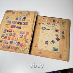 Vintage Worldwide Stamp Album Scrap Book Ephemera Collection WWII Era