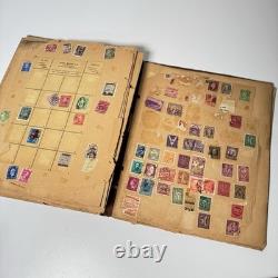 Vintage Worldwide Stamp Album Scrap Book Ephemera Collection WWII Era