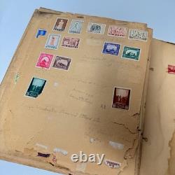 Vintage Worldwide Stamp Album Scrap Book Ephemera Collection WWII Era
