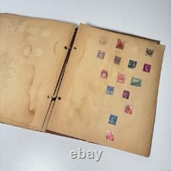 Vintage Worldwide Stamp Album Scrap Book Ephemera Collection WWII Era