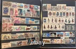 Vintage Worldwide Stamp Collection Album Spain, USSR, France + Souvenir Sheets