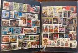 Vintage Worldwide Stamp Collection Album Spain, USSR, France + Souvenir Sheets