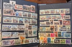 Vintage Worldwide Stamp Collection Album Spain, USSR, France + Souvenir Sheets