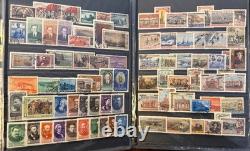 Vintage Worldwide Stamp Collection Album Spain, USSR, France + Souvenir Sheets