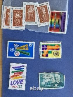 Vintage Worldwide Stamp Collection Album USA UN Switzerland FDC Christmas Seals