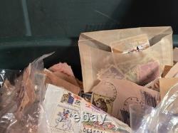 Vtg Lifetime Estate Stamp Collection 50k-100k+ Stamps 15lb Tub + Harris Album Pr