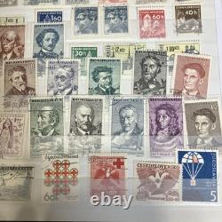 World Stamp Album- over 400 Vtg Stamps- USA/CZ/USSR/Europe etc. Philatelist LOOK