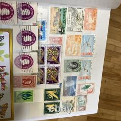 World Stamp Album- over 400 Vtg Stamps- USA/CZ/USSR/Europe etc. Philatelist LOOK