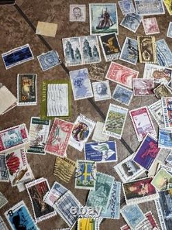 World Wide Postage Stamp Collection Album 100+ Countries, 1,000 + Vtg Stamps