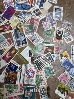 World Wide Postage Stamp Collection Album 100+ Countries, 1,000 + Vtg Stamps