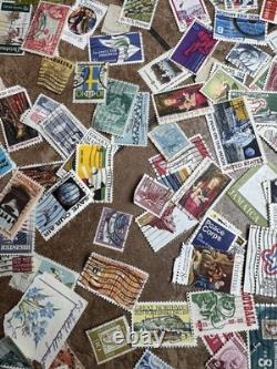 World Wide Postage Stamp Collection Album 100+ Countries, 1,000 + Vtg Stamps
