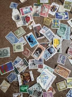 World Wide Postage Stamp Collection Album 100+ Countries, 1,000 + Vtg Stamps