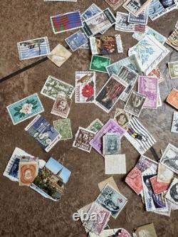 World Wide Postage Stamp Collection Album 100+ Countries, 1,000 + Vtg Stamps