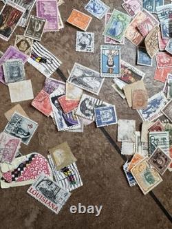 World Wide Postage Stamp Collection Album 100+ Countries, 1,000 + Vtg Stamps