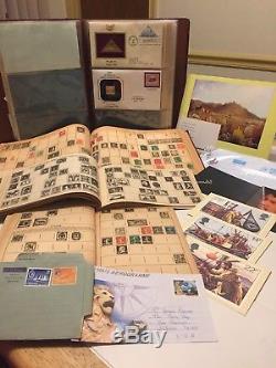 World Wide Stamp Collection Lot-Golden Replicas-Albums-Post Cards-Old Stamps