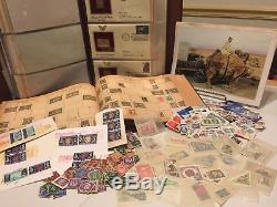 World Wide Stamp Collection Lot-Golden Replicas-Albums-Post Cards-Old Stamps