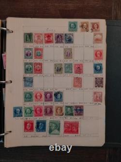 Worldwide Stamp Collection Book Vintage 100 Year Old Stamps Excellent Condition