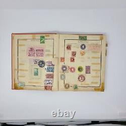 Worldwide Stamp Collection Old Scott Postage Album- 1500+ Old Hinged Used Stamps