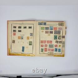 Worldwide Stamp Collection Old Scott Postage Album- 1500+ Old Hinged Used Stamps