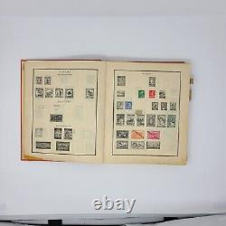 Worldwide Stamp Collection Old Scott Postage Album- 1500+ Old Hinged Used Stamps