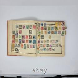 Worldwide Stamp Collection Old Scott Postage Album- 1500+ Old Hinged Used Stamps