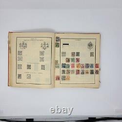 Worldwide Stamp Collection Old Scott Postage Album- 1500+ Old Hinged Used Stamps