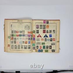 Worldwide Stamp Collection Old Scott Postage Album- 1500+ Old Hinged Used Stamps