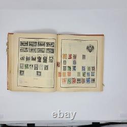 Worldwide Stamp Collection Old Scott Postage Album- 1500+ Old Hinged Used Stamps