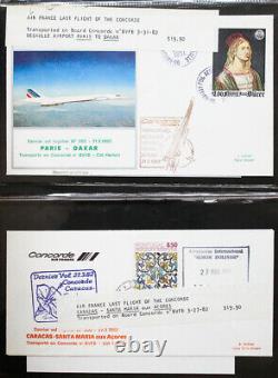 Worldwide Stamps Concord SST Unique Flight Cover Collection of 235+ in 4 Albums