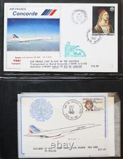 Worldwide Stamps Concord SST Unique Flight Cover Collection of 235+ in 4 Albums