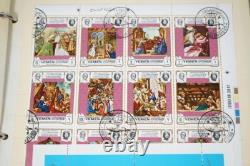 Yemen Collection Of 700+ Stamps Mint & Used Stored In Torn Album On Stock Pages