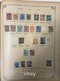 1 552 timbres usagés dans un album de timbres postes anciens de plus de 62 pays avec charnières