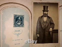 1860s En Cuir Antique Album Avec Des Photos Anciennes Des Années 1800 Timbres Fiscaux