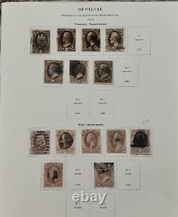 1873 Nous Trésor Et Département De La Guerre Timbres Lot Sur La Page De L'album, Grande Collection