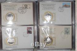 1975 -1977 Society Postmasters Album 36 Médailles D'argent X 20g + Fdc Complete Set