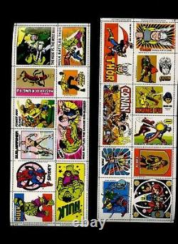 1976 Officiel Marvel Comic Timbre Complet Ensemble 6 Feuilles De Menthe + Album Marvelmania