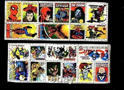 1976 Officiel Marvel Comic Timbre Complet Ensemble 6 Feuilles De Menthe + Album Marvelmania