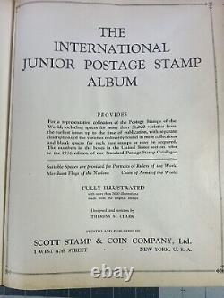 ALBUM DE TIMBRES-POSTE INTERNATIONAL ANTIQUE 1935 Édition Junior Scott Stamp &